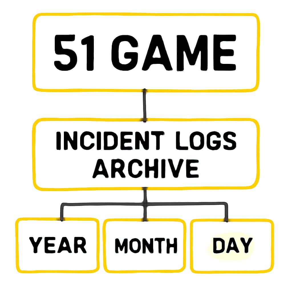 A diagram explaining the sections of the 51 Game Incident Logs Archive.