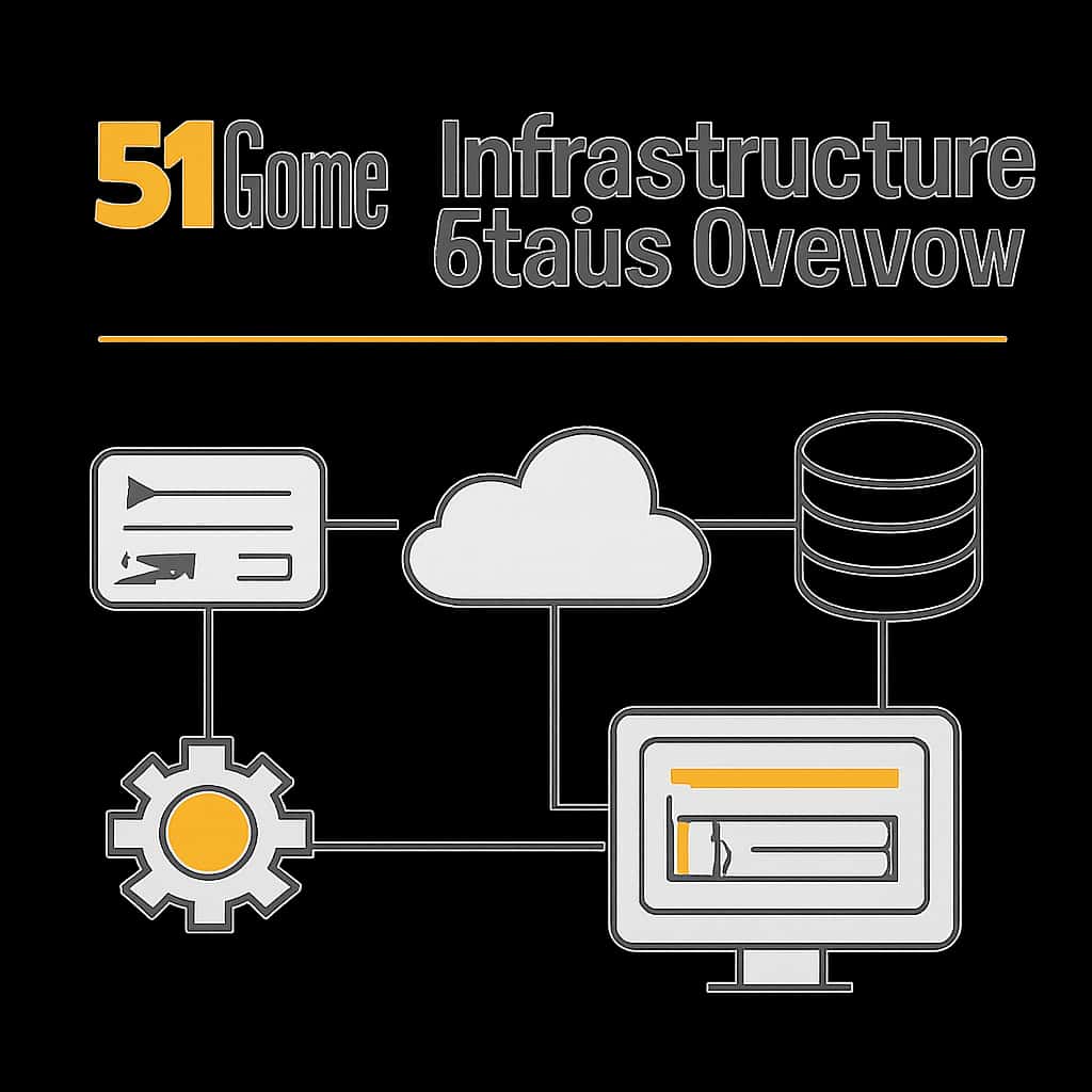 An educational diagram about the components of the 51 Game Infrastructure Status Overview.