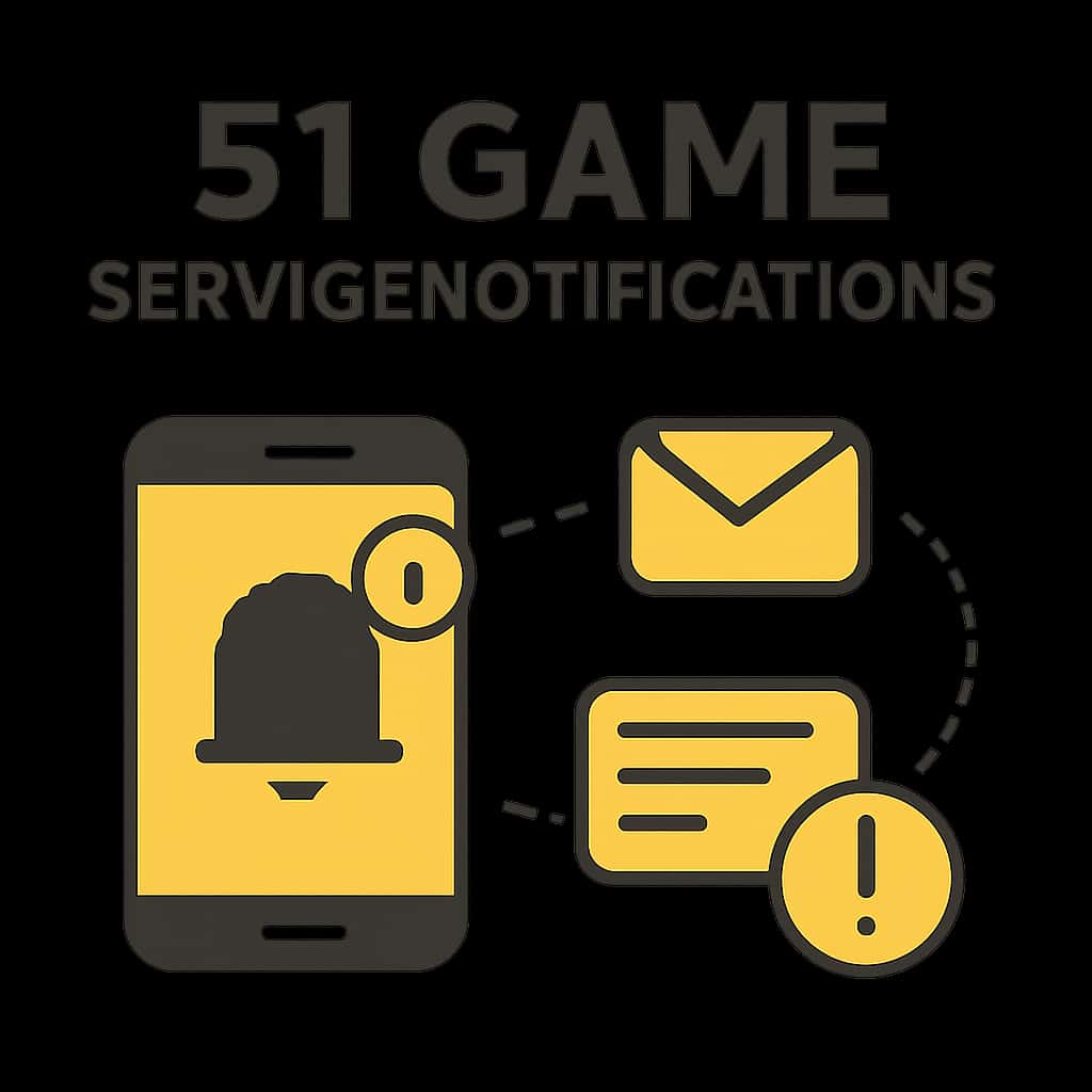 An illustration detailing service notifications for 51 Game.